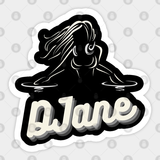 DJane DeeJay Vinyl Turntable Mixing Sticker by T-Shirt Dealer